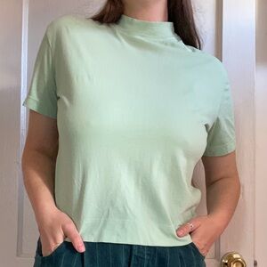 Everlane 100% Organic Cotton Cropped Mock Neck Women's Top